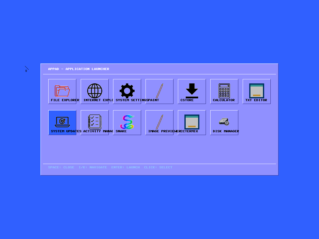 AppPad, the CopperOS application launcher, showing a grid of applications